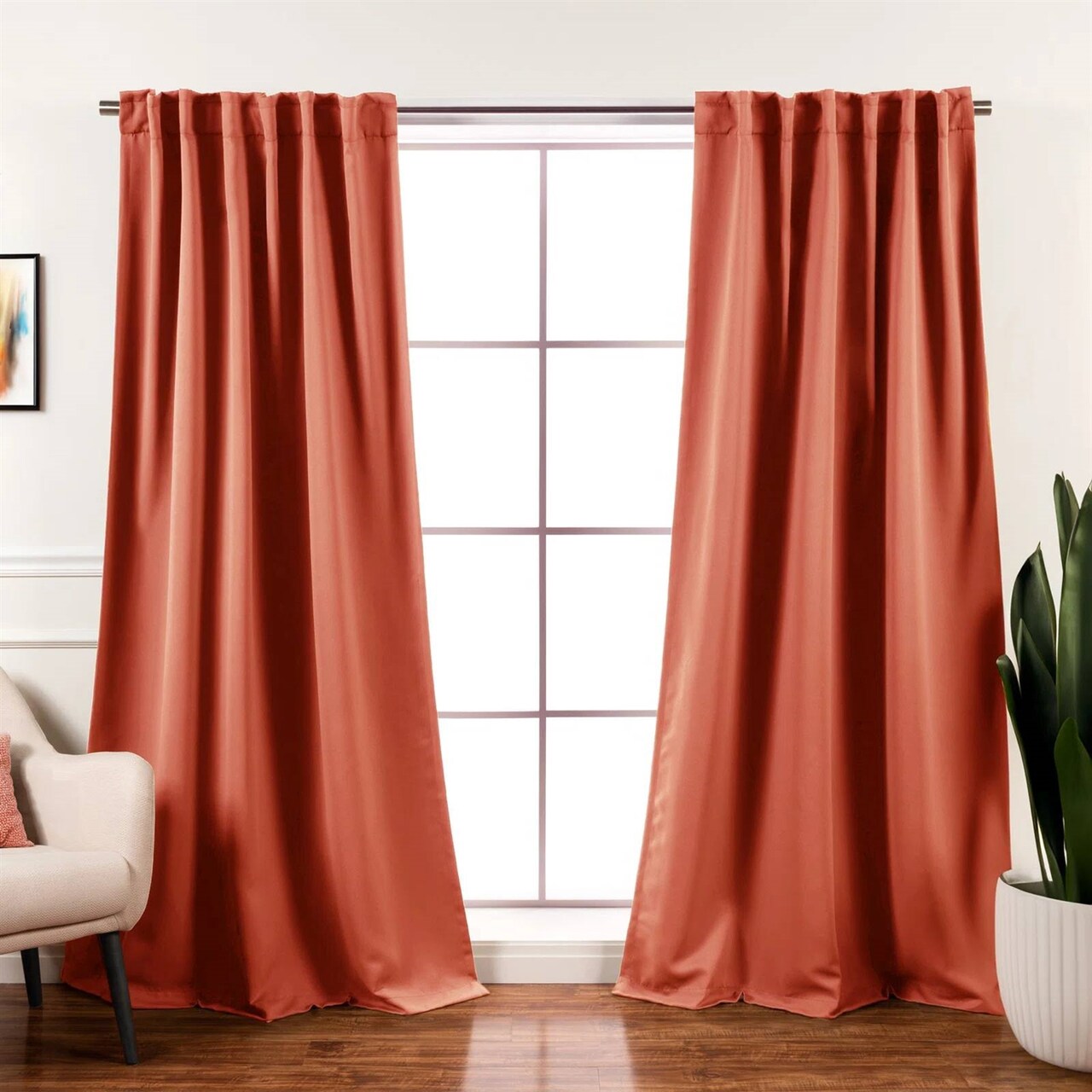 2-Piece Blackout Curtains with Tiebacks and Rod Pocket Design Thermal Insulated and Machine Washable
